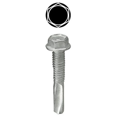 L.H. Dottie Self-Drilling Screw, #12-14 x 1-1/4 in, Weather Resistant Coated Steel Hex Head Hex Drive, 100 PK TXV12114